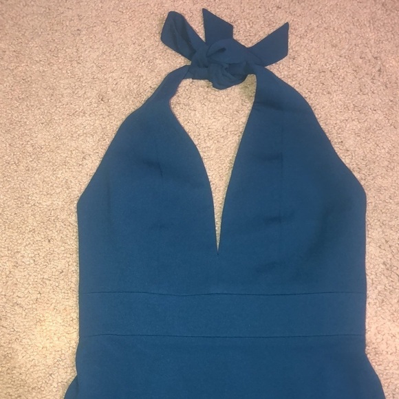 Dress‎ the Population Vanessa Plunging Halter Bodycon Midi Dress Peacock Blue S - Picture 5 of 12